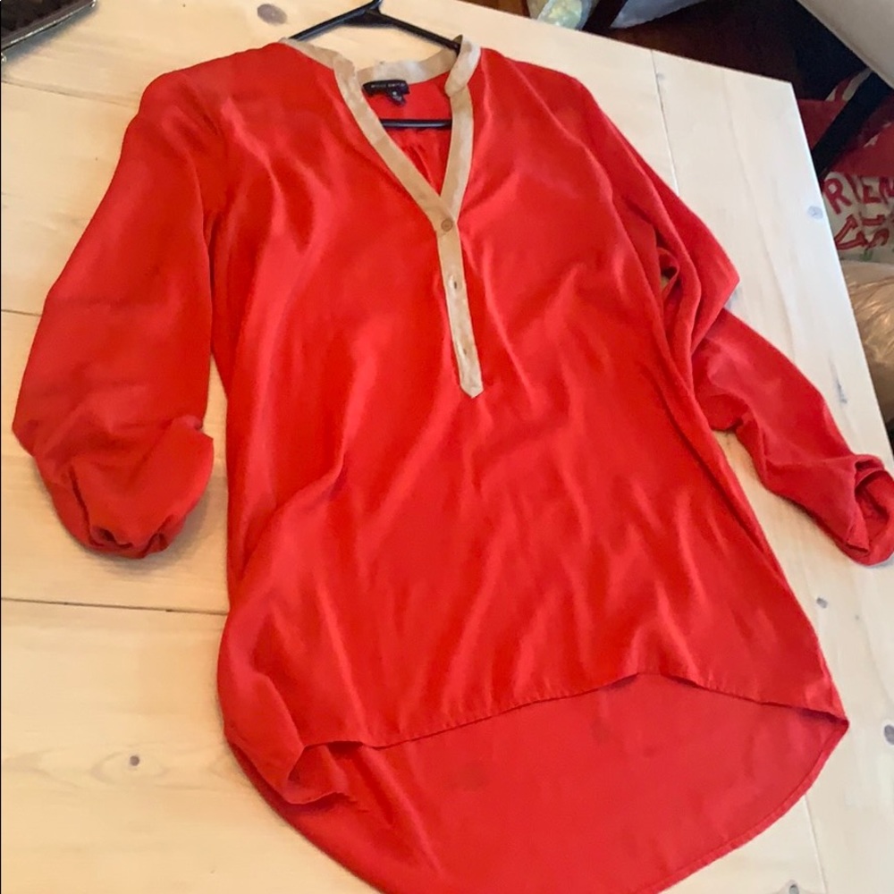 Willi smith coral red tunic blouse size medium